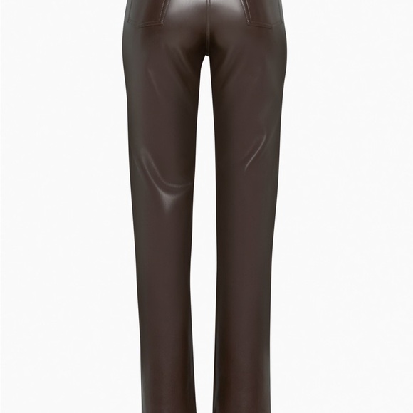 Aritzia Wilfred the Melina Hugh waste brown leather pants size 6 - Picture 5 of 11